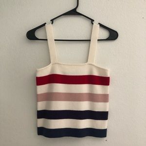 Nautical red white and blue crop tank top